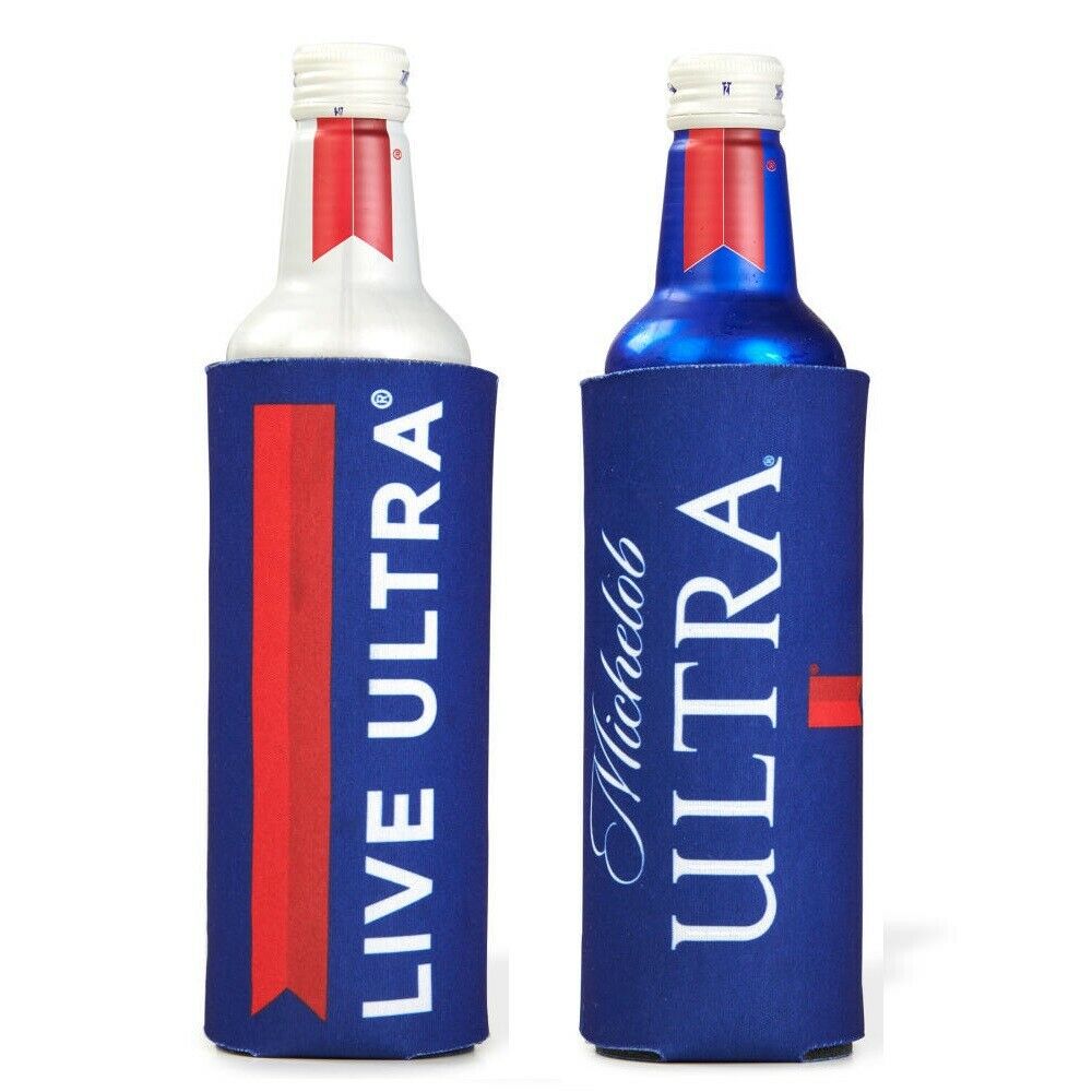2 Authentic Michelob Ultra Slim Bottle Can 16oz Beer Koozie Coozie Cruise Water